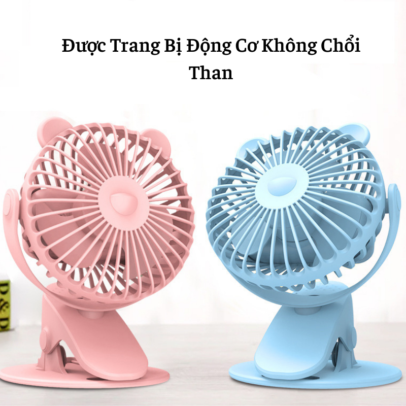 Quạt Kẹp Xe Đẩy Mini Cho Bé ,Quạt Kẹp Tích Điện Kết Hợp Đứng Tiện Lợi Xoay 720° Gọn Nhẹ Pin Trâu An Toàn Cho Bé