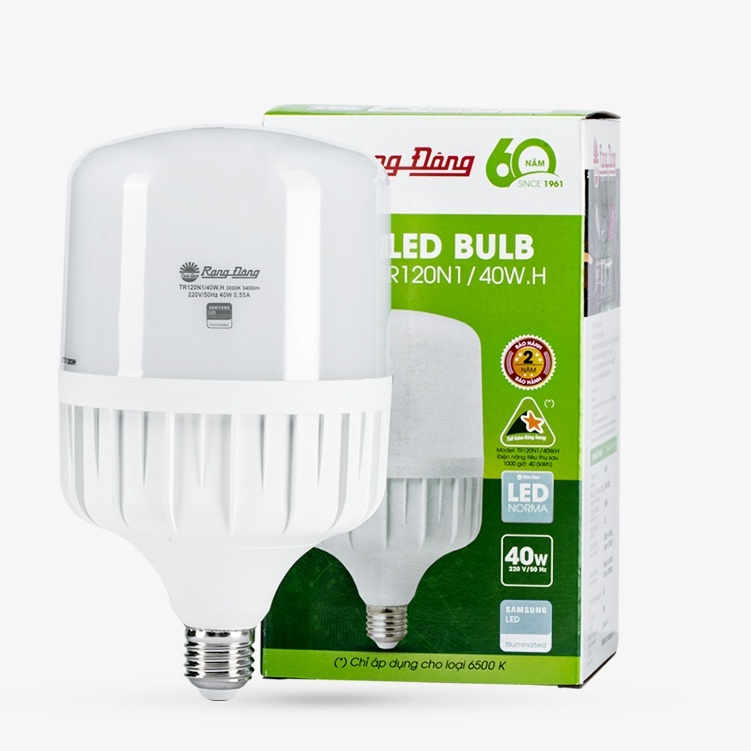 Bóng đèn led bulb trụ công suất 12w,14w,20w,30w,40w,50w rạng đông - bảo hành 24 tháng 1 đổi 1 - model: trn1