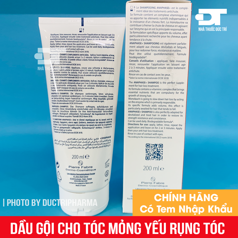 Dầu gội giúp giảm rụng tóc ducray anaphase+ shampoo 200ml