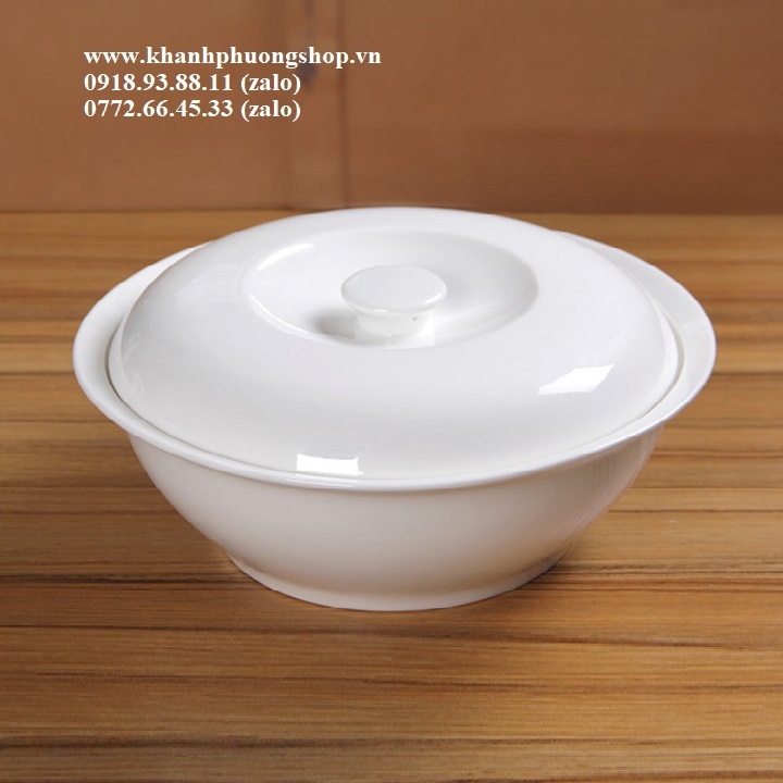 [HCM]thố sứ trắng có nắp - thố sứ trắng
