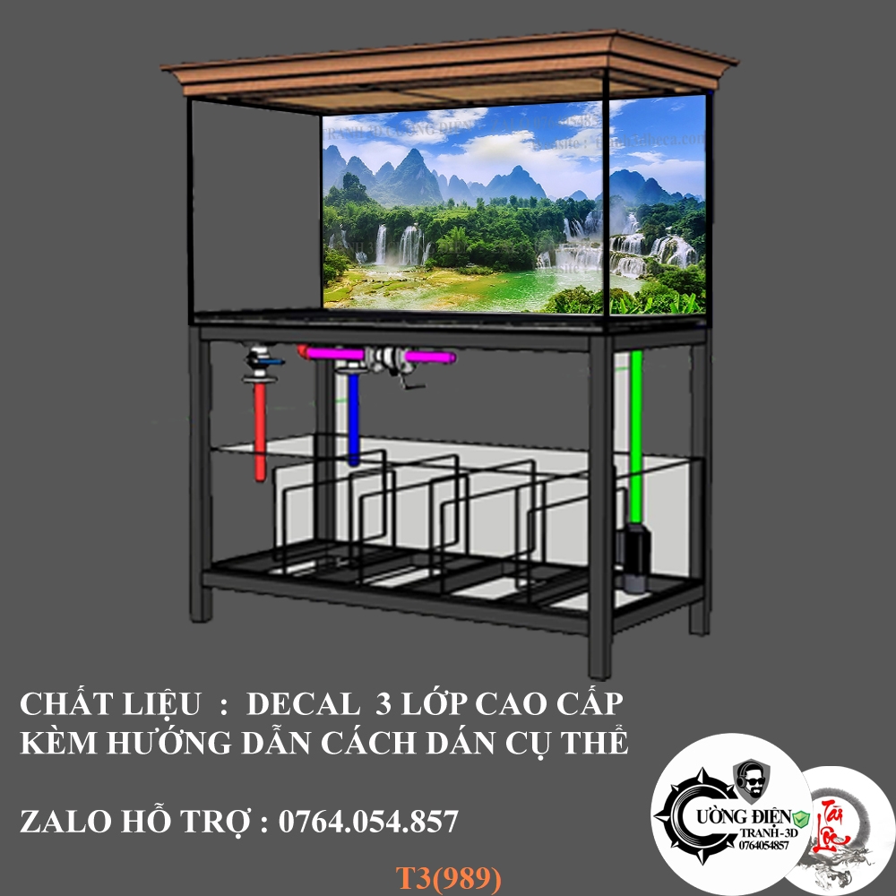 [Tặng Đồ Dán+Sticker] Tranh 3D dán bể cá cảnh hồ thuỷ sinh