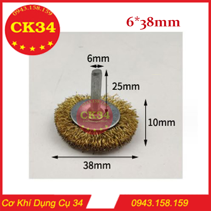 Chổi mài đánh rỉ lắp máy khoan nhiều kích thước chuôi 6mm chuyên dụng
