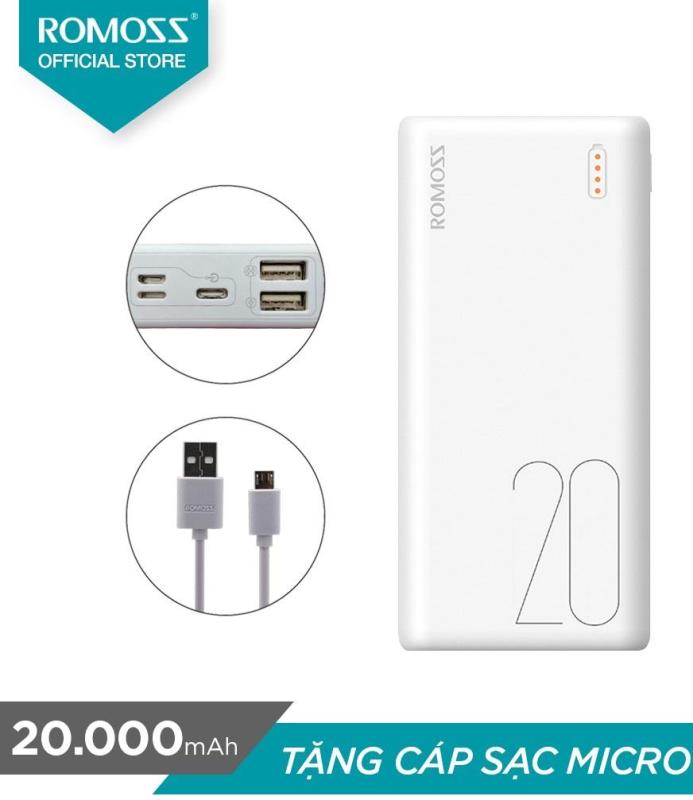 Giá Pin sạc dự phòng Romoss Simple 20 20.000mAh nhỏ gọn + Cáp sạc micro USB Romoss CB05 - Hãng phân phối chính thức