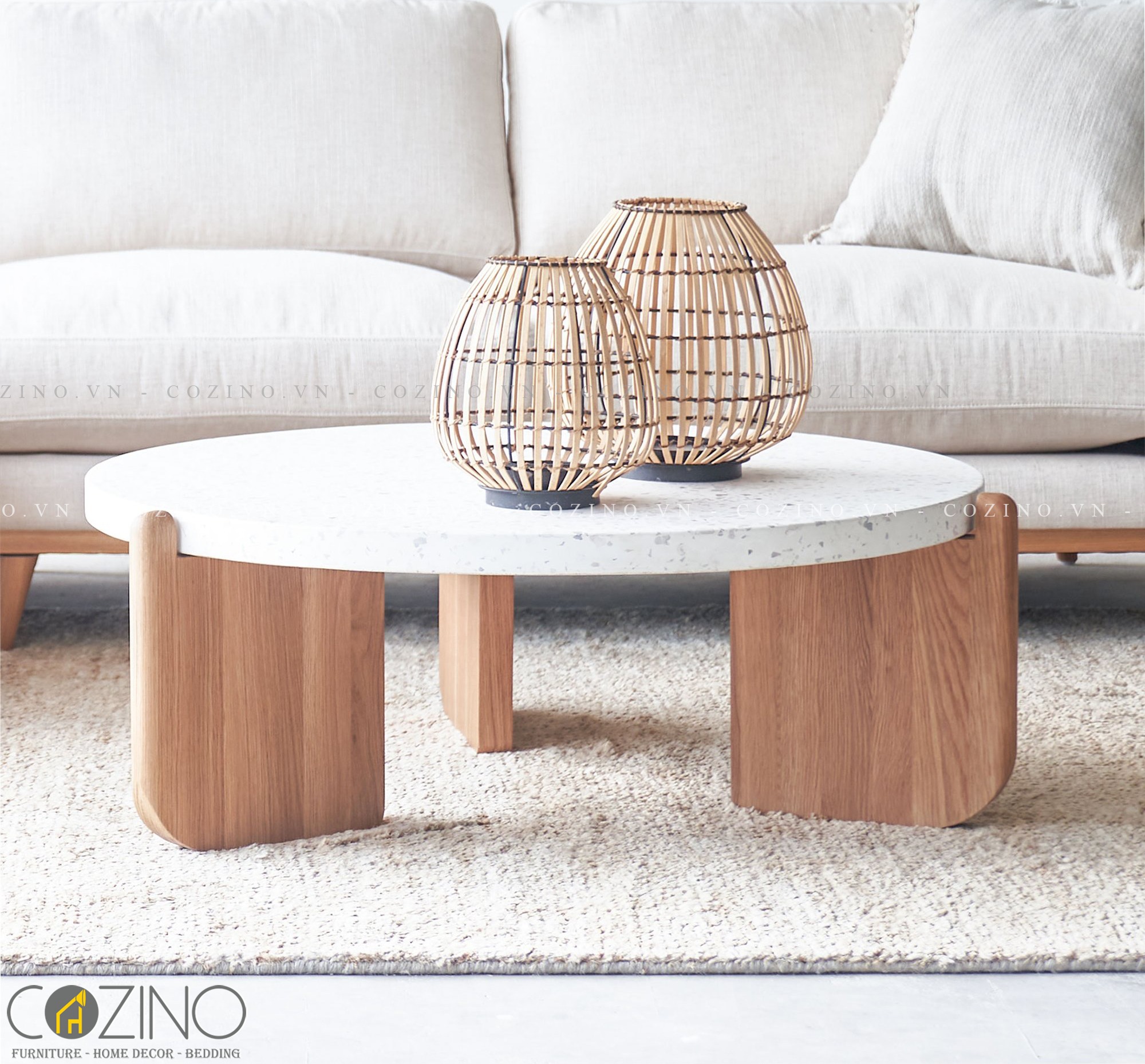[Trả góp 0%]Bàn sofa bàn trà Native mặt đá Terrazzo