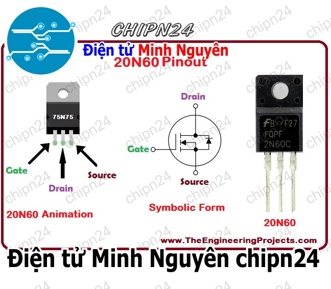 [2 con] (KT1) Mosfet 2N60 TO-220F 2A 600V Kênh N (FQPF 2N60C FQPF2N60C FQPF 2N60C) - HH003062