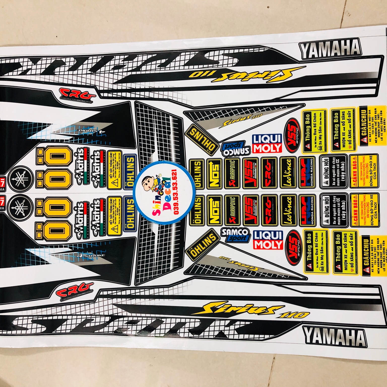 Tem rời Sirius spark trắng đen