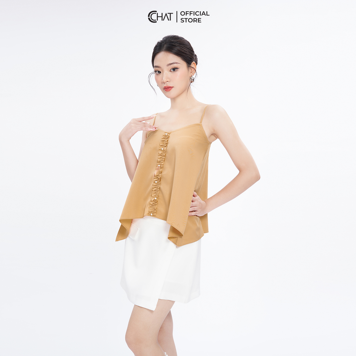 Áo 2 Dây CChat Kiểu Phối Đai Nẹp Chất Mango Cao Cấp 92AAE2001ST