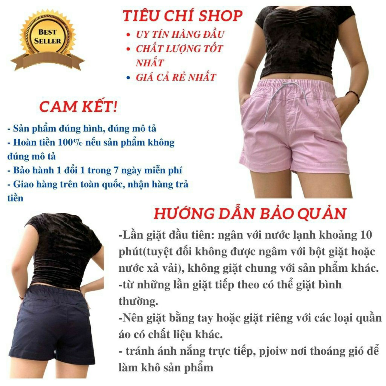 Quần Sọt Kaki Nữ Nhiều Màu Hàng Co Giãn Lưng Chun