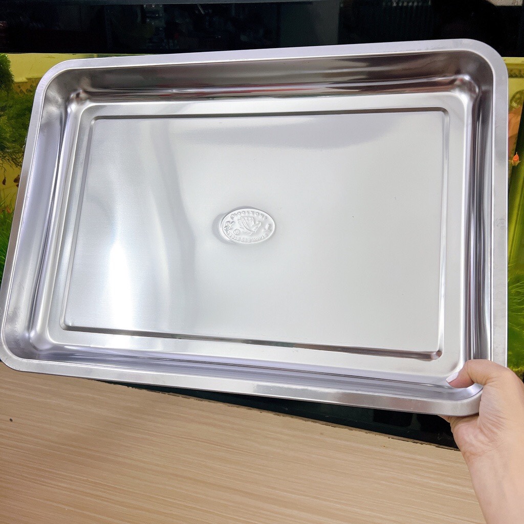 Khay- Mâm inox chữ nhật cạn nhỏ đủ size