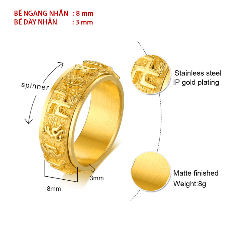 Nhẫn nam khắc Chú Om xoay NCX3