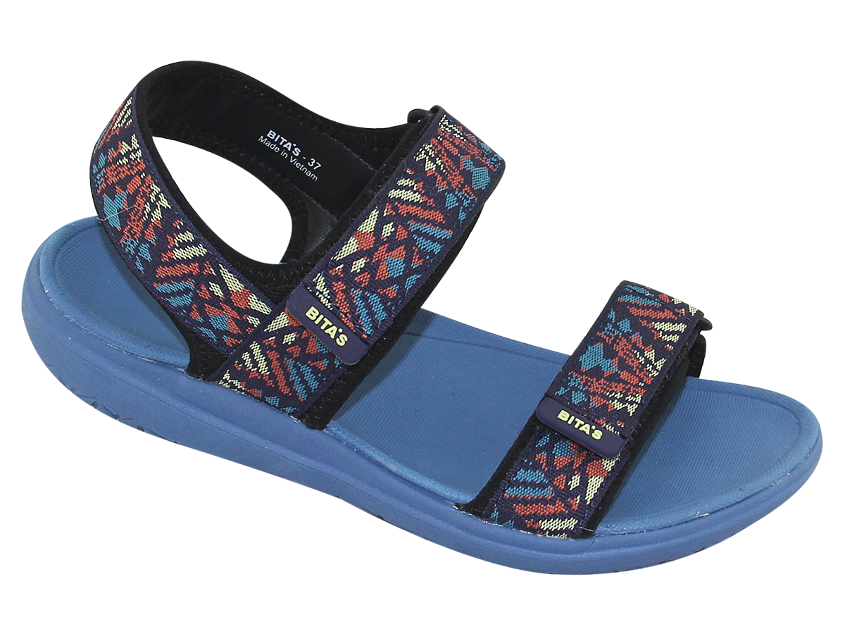 Sandal đế bằng nữ Bita's SYN.252 (Đen + Navy)