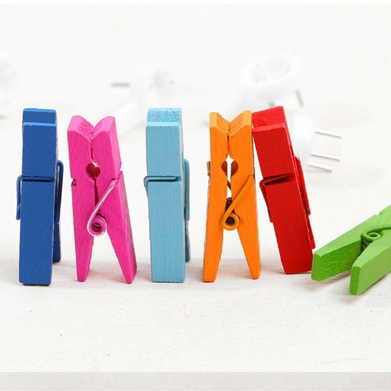 Túi 50 kẹp gỗ treo ảnh 3,5cm nhiều màu