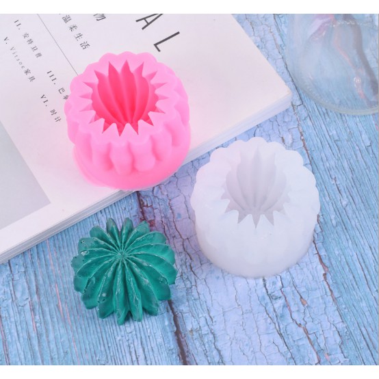 Khuôn silicon rau câu 4d làm bánh Xương Rồng Tròn nhiều múi