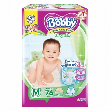 Tã Quần Bobby M60 và M76 ( Bao Bì Nguyên Vẹn, Bên Ngoài Hơi Xấu )