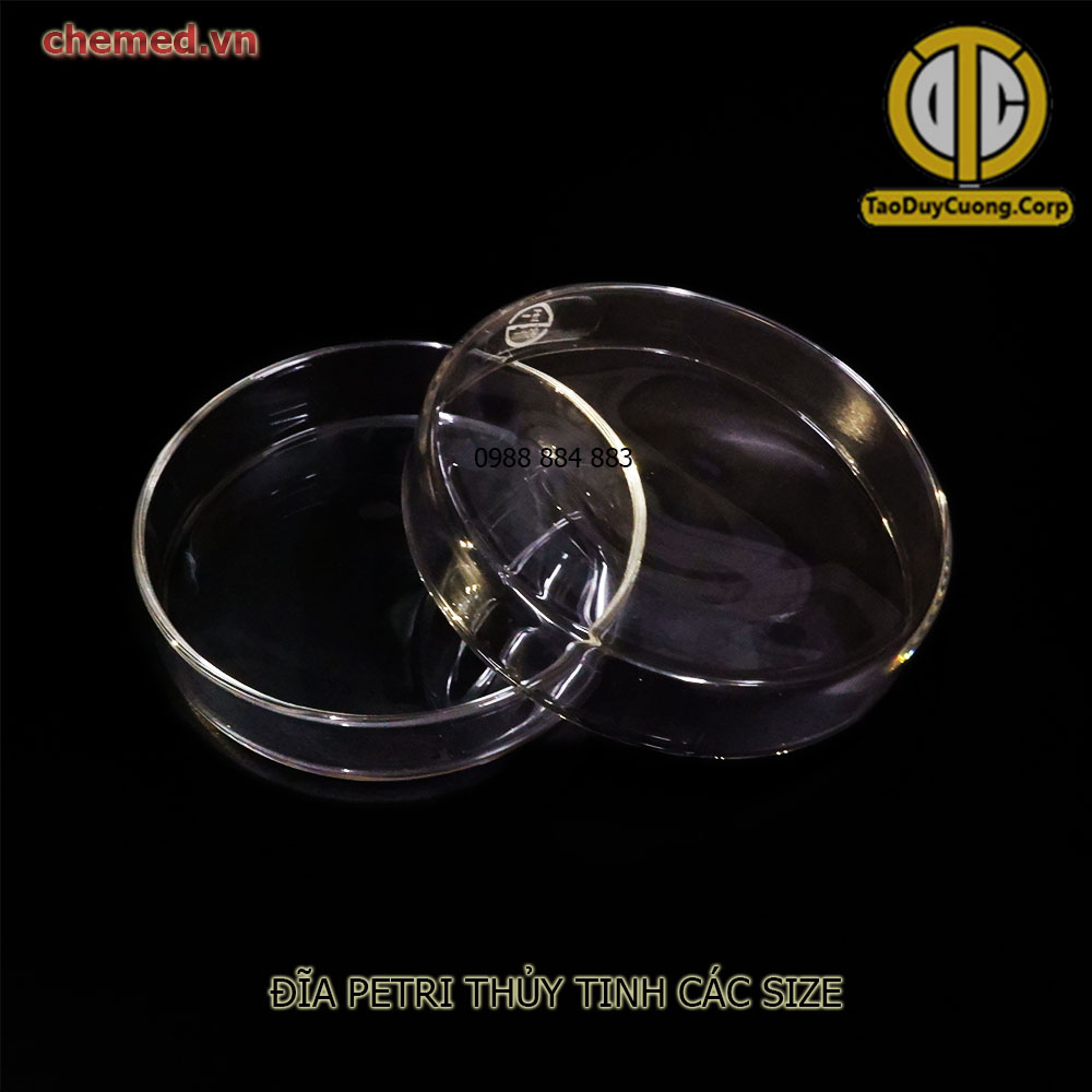 Đĩa petri thủy tinh, đĩa petri dùng nuôi cấy tế báo trong y tế, thí nghiệm các size