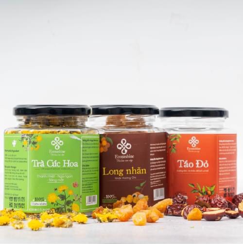 Combo trà ngủ ngon, thanh nhiệt, sáng mắt (Trà hoa cúc+long nhãn+táo đỏ)