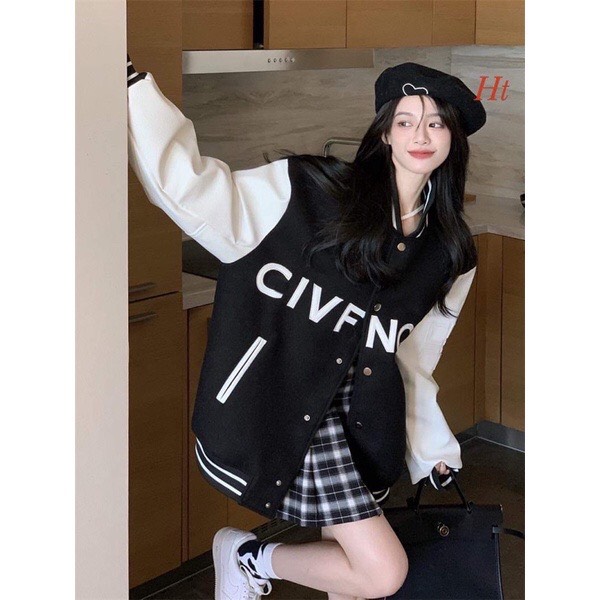 Áo khoác nỉ bomber phối tay CIVF