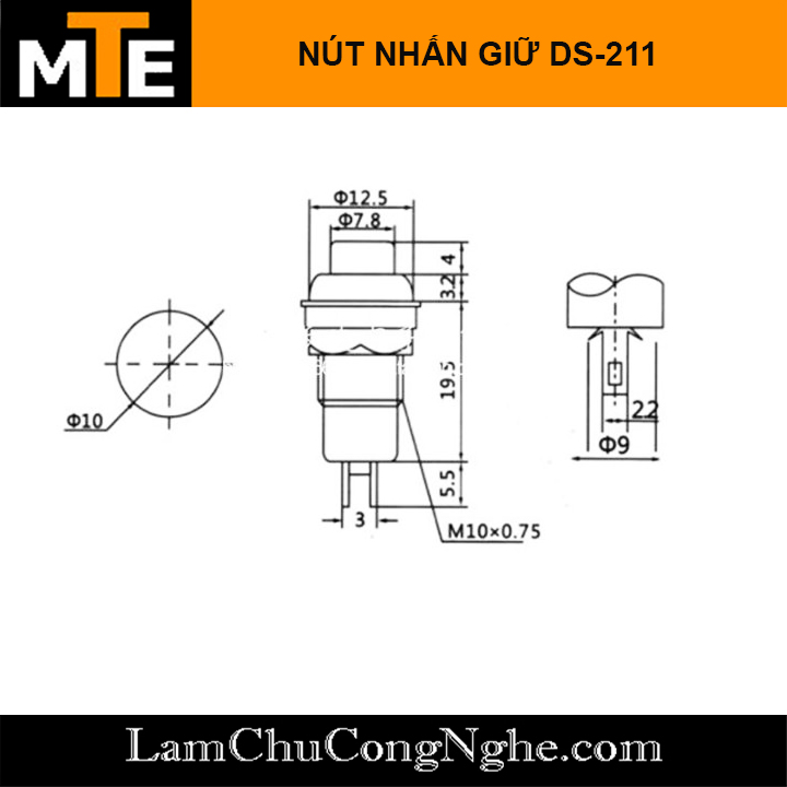 Nút nhấn giữ DS-211 10mm các màu