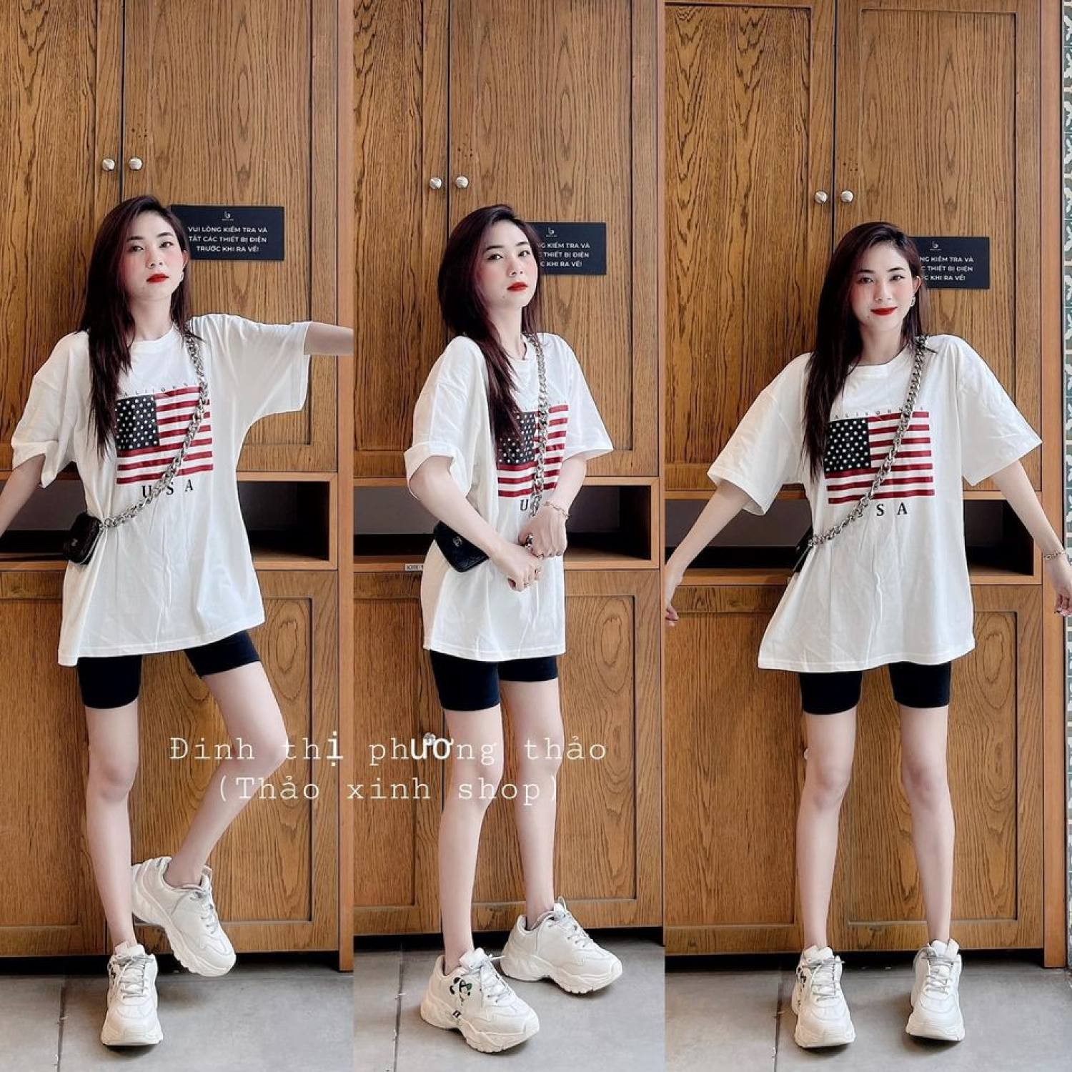 [RẺ VÔ ĐỊCH] Set Bộ Áo Thun Cờ Mỹ Quần Legging