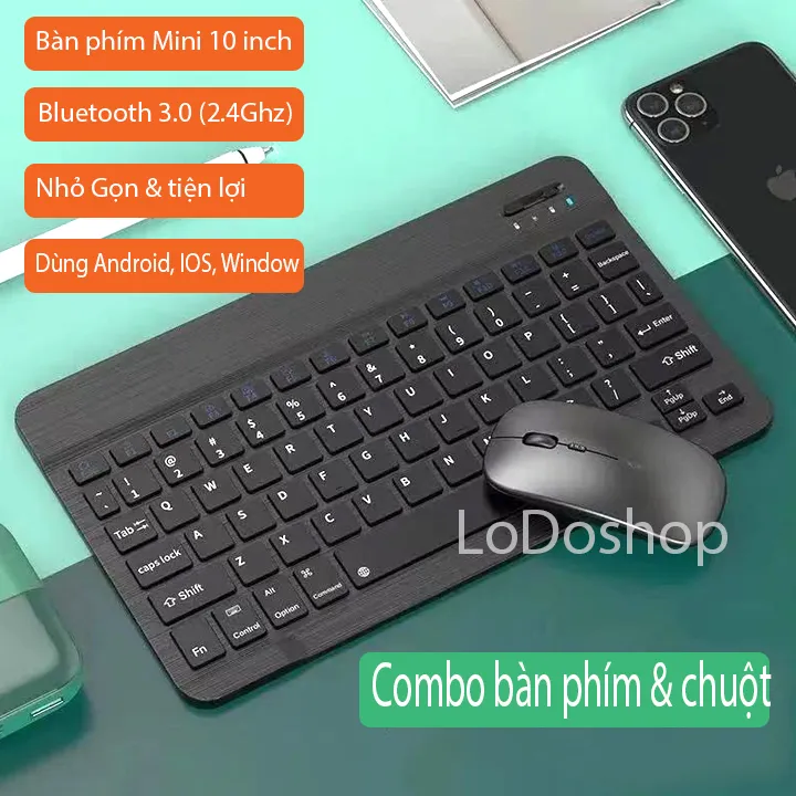 Combo bàn phím và chuột bluetooth cho điện thoại - Máy tính bảng - Laptop - Bàn phím PC - Bàn phím không dây cho android box TV - Bàn phím ios - Bàn phím cho iphone - Bàn phím cho ipad macbook - Bàn phím chơi game