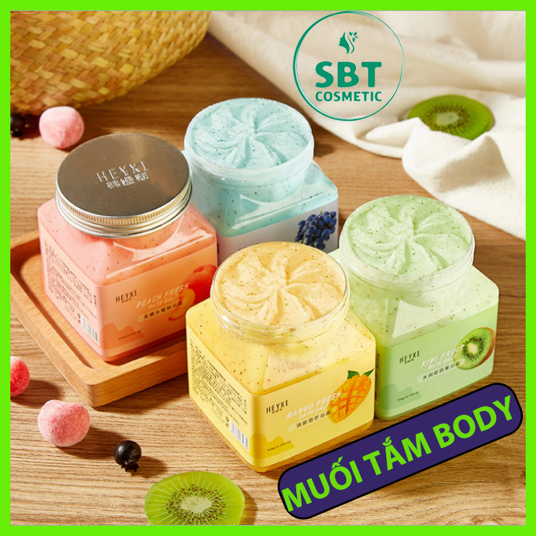 Muối Tắm Tẩy Tế Bào Da Chết Body Hương Trái Cây Heyxi Hủ 350gram – Tẩy Sạch Da Chết, Loại Bỏ Mụn Lưng, Giúp Da Trắng Sáng, Mịn Màng