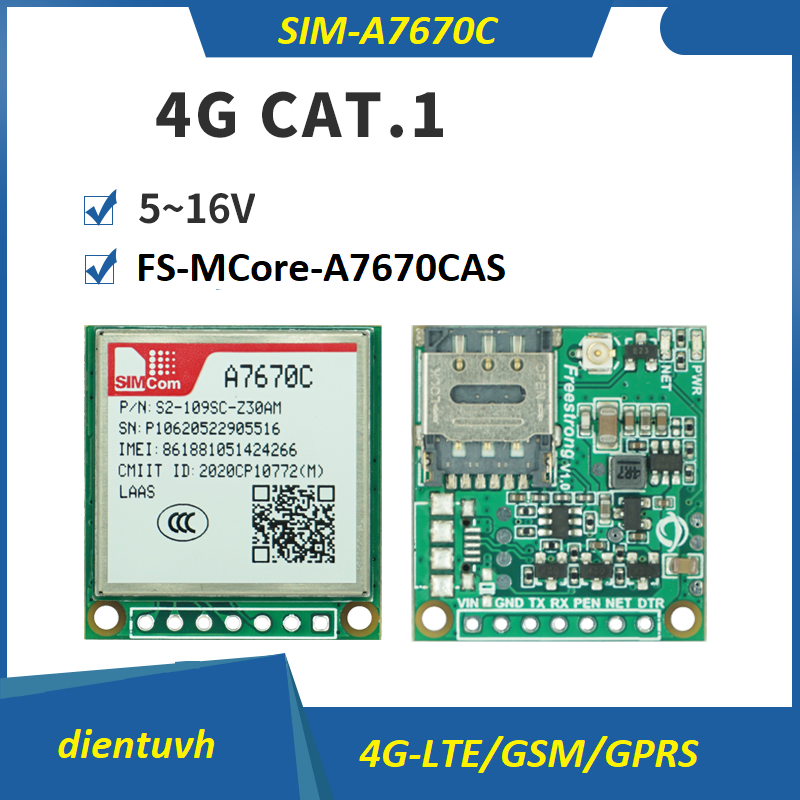 Module Sim 4G LTE Cat.1 A7670C SIMCOM