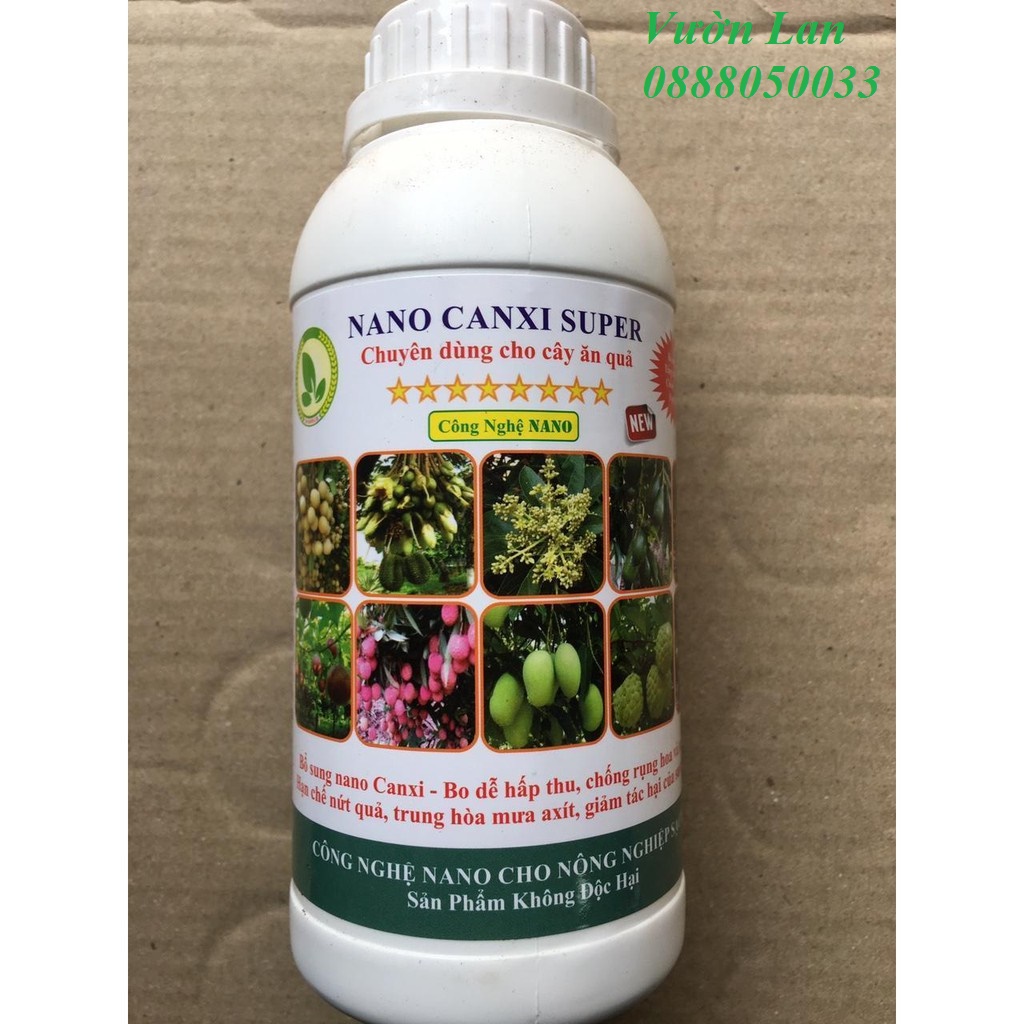 Nano Canxi Super chuyên dùng cho cây ăn trái hạn chế tác hại của mưa axit, ngăn hiện tượng rụng hoa, rụng trái non, thối trái, khô trái