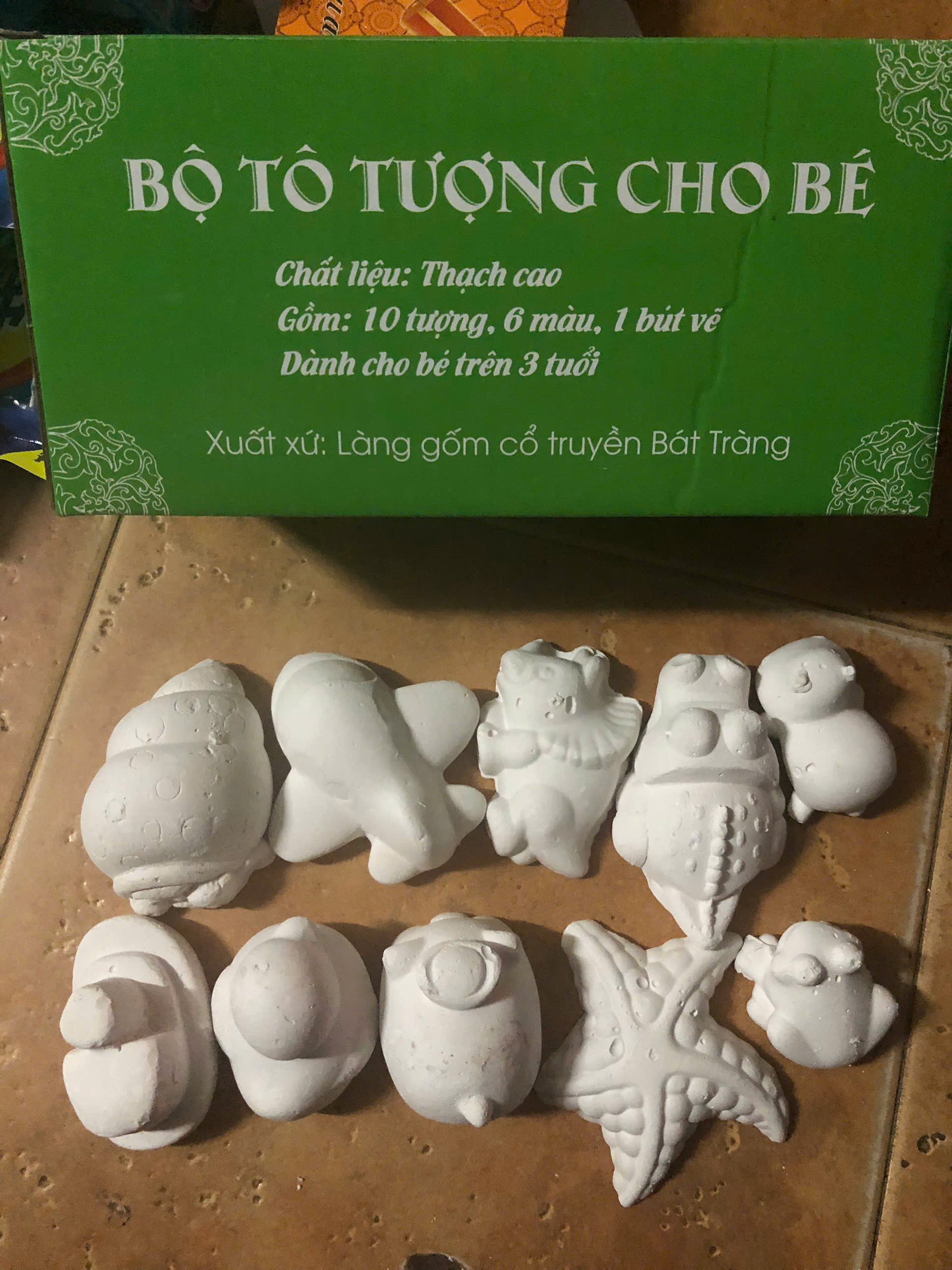 (TƯỢNG TO) Bộ tô tượng cho bé,(Gồm 10 tượng, bút và màu vẽ).TKVT4