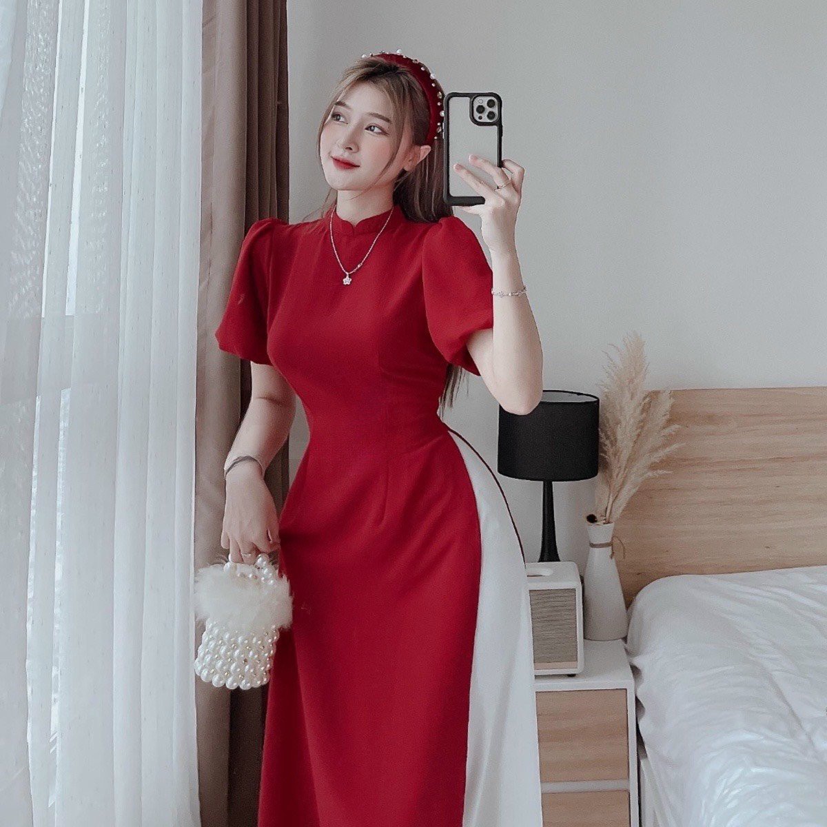 SÉT ÁO DÀI CÁCH TÂN KÈM CHÂN VÁY HỌA TIẾT HOA - BEYEU1688 - BY2026B - CÓ SIZE LỚN