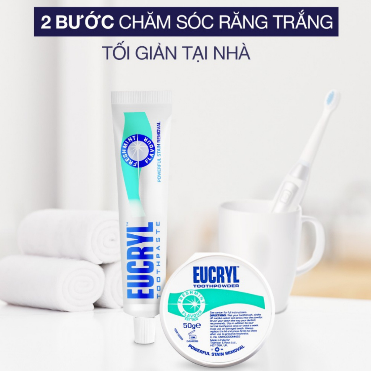 Kem Đánh Răng EUCRYL Tooth Paste Freshmint Làm Trắng Răng Hương Bạc Hà 62g