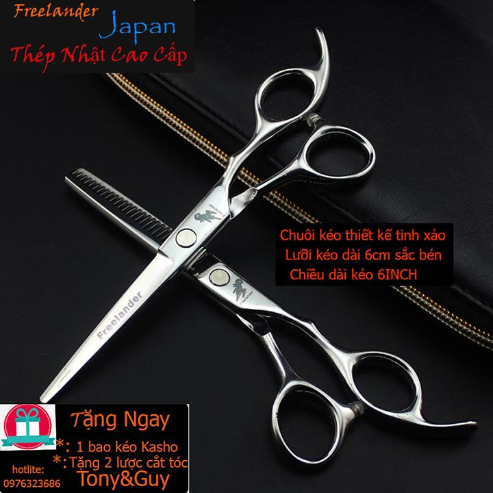 [Tặng Bao Da Và Lược]BỘ 2 KÉO CẮT TỈA TÓC FREELANDE VQ8 6INCH  THÉP NHẬT CAO CẤP SẮC BÉN BỀN BỈ