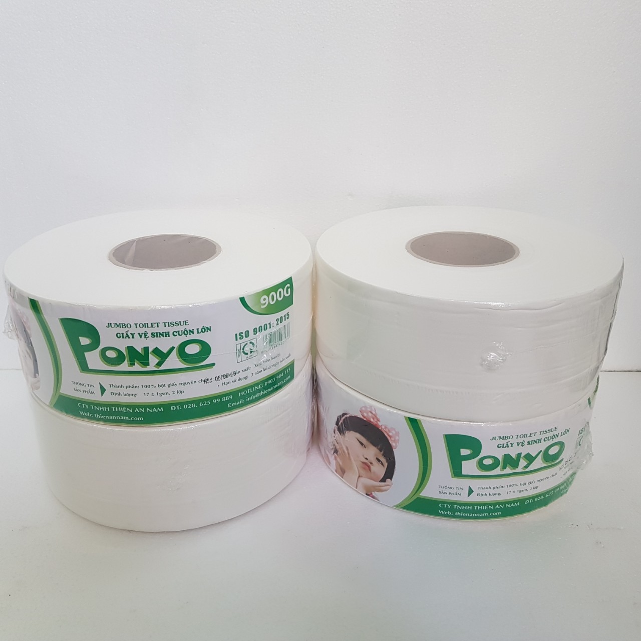 Combo 4 cuộn giấy vệ sinh cuộn lớn 900g Ponyo
