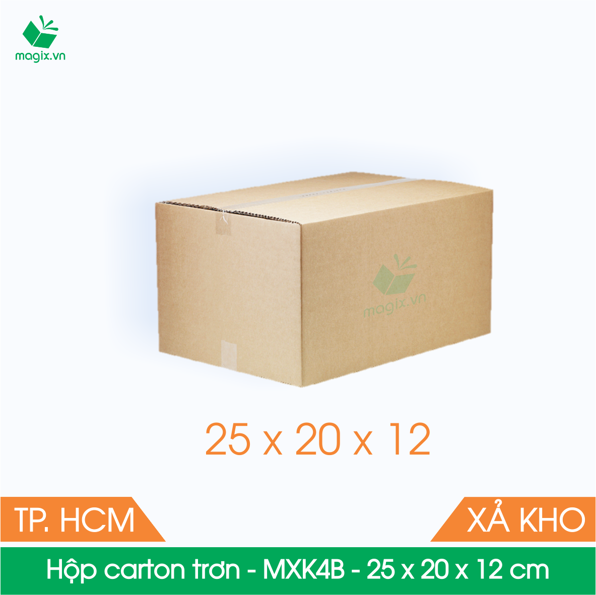MXK4B- 25x20x12 cm - 100 Thùng hộp carton trơn đóng hàng