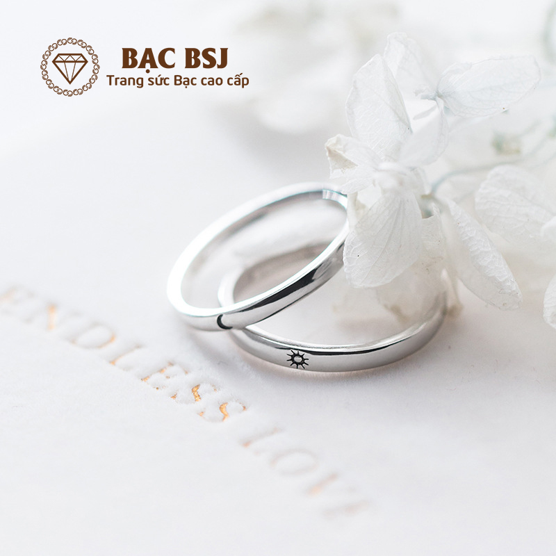 Nhẫn đôi bạc, nhẫn đôi đẹp bạc S925 cao cấp. Bạc BSJ