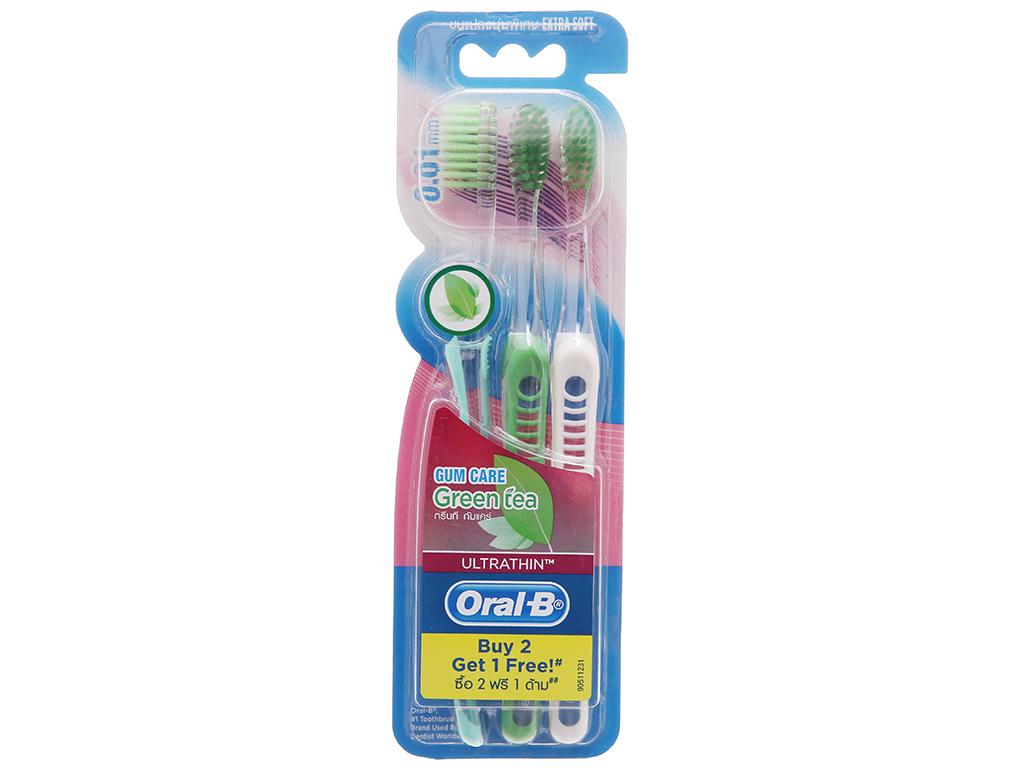Bộ 3 bàn chải Oral-B Green Tea Gum Care lông siêu mềm