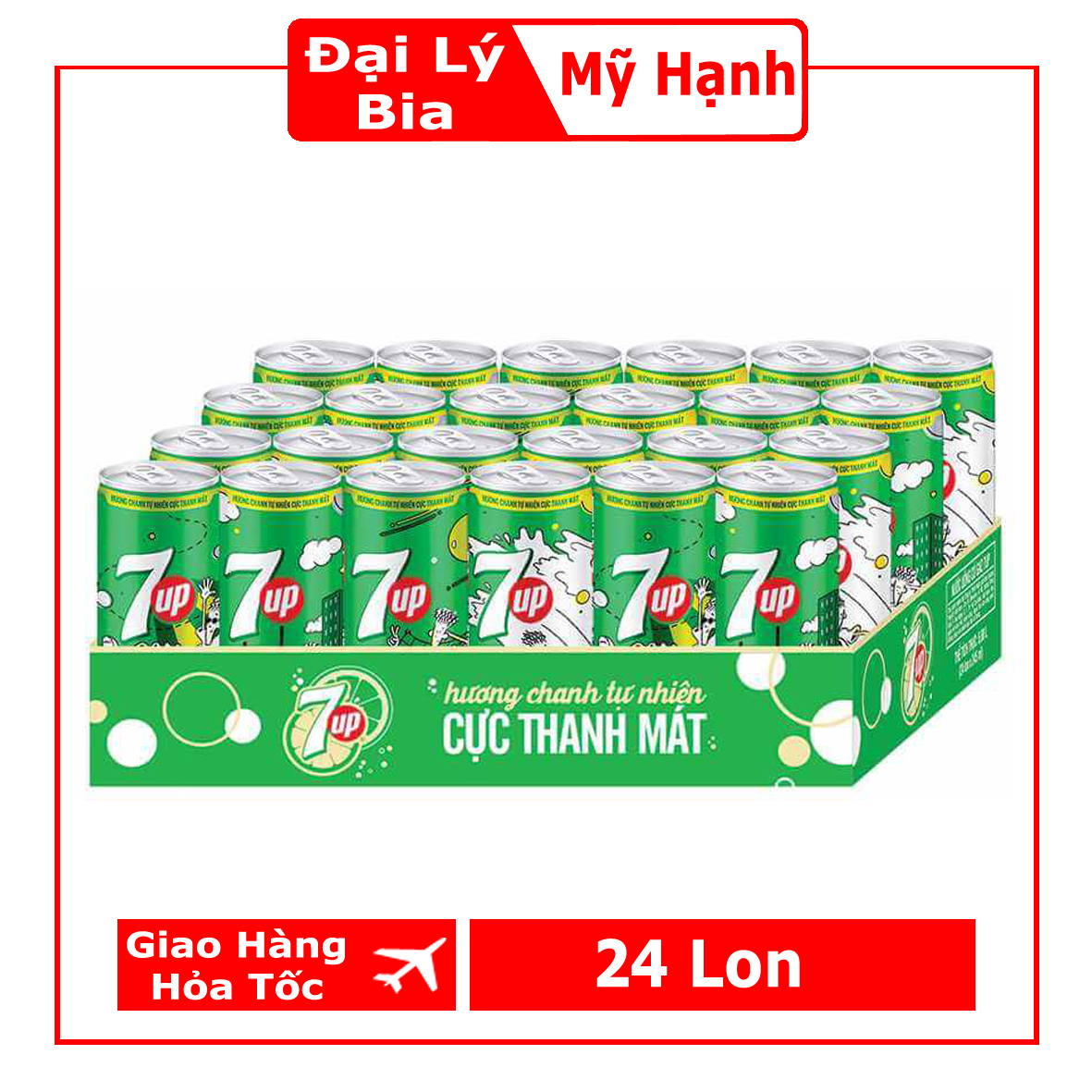 thùng 24 Lon Nước Ngọt Có Gaz 7Up (320ml/lon)