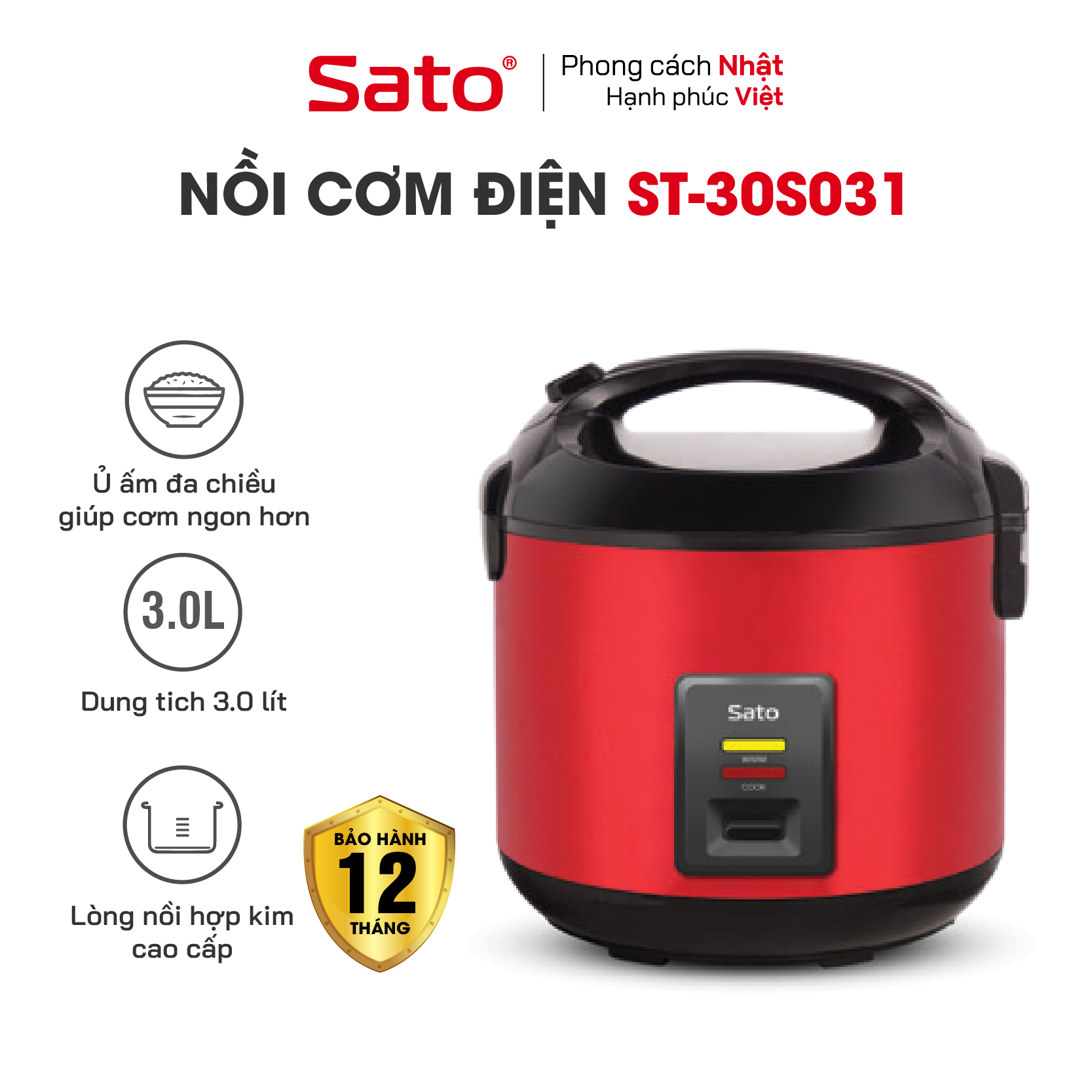 Nồi cơm điện 3L Sato 30S031
