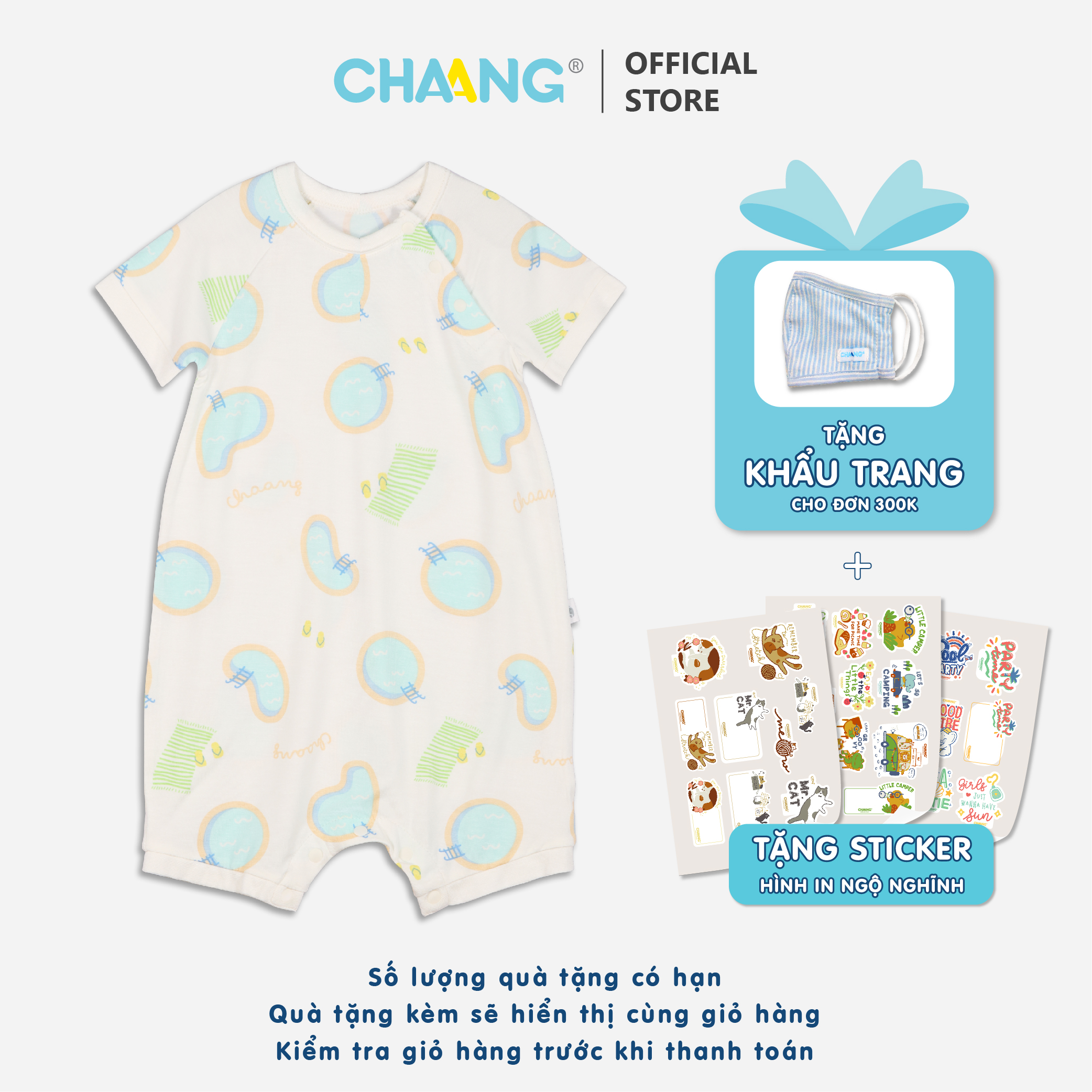 [CHAANG] Bộ body cúc chéo bé gái Pool Chaang