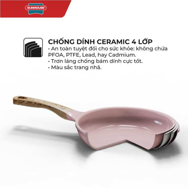 Chảo siêu bền đá đáy từ Dura pro SUNHOUSE DP26MF màu hồng pastel siêu đẹp - Chống dính an toàn - Hình ảnh 4