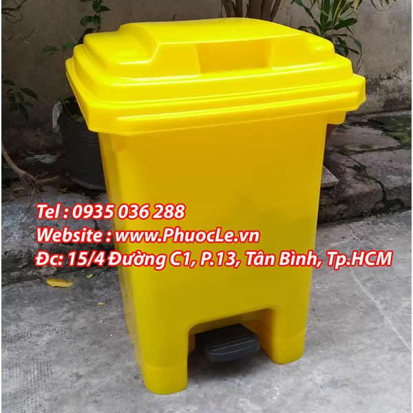 Thùng Rác Chân Đạp 60 Lít - Xanh, Vàng và Cam