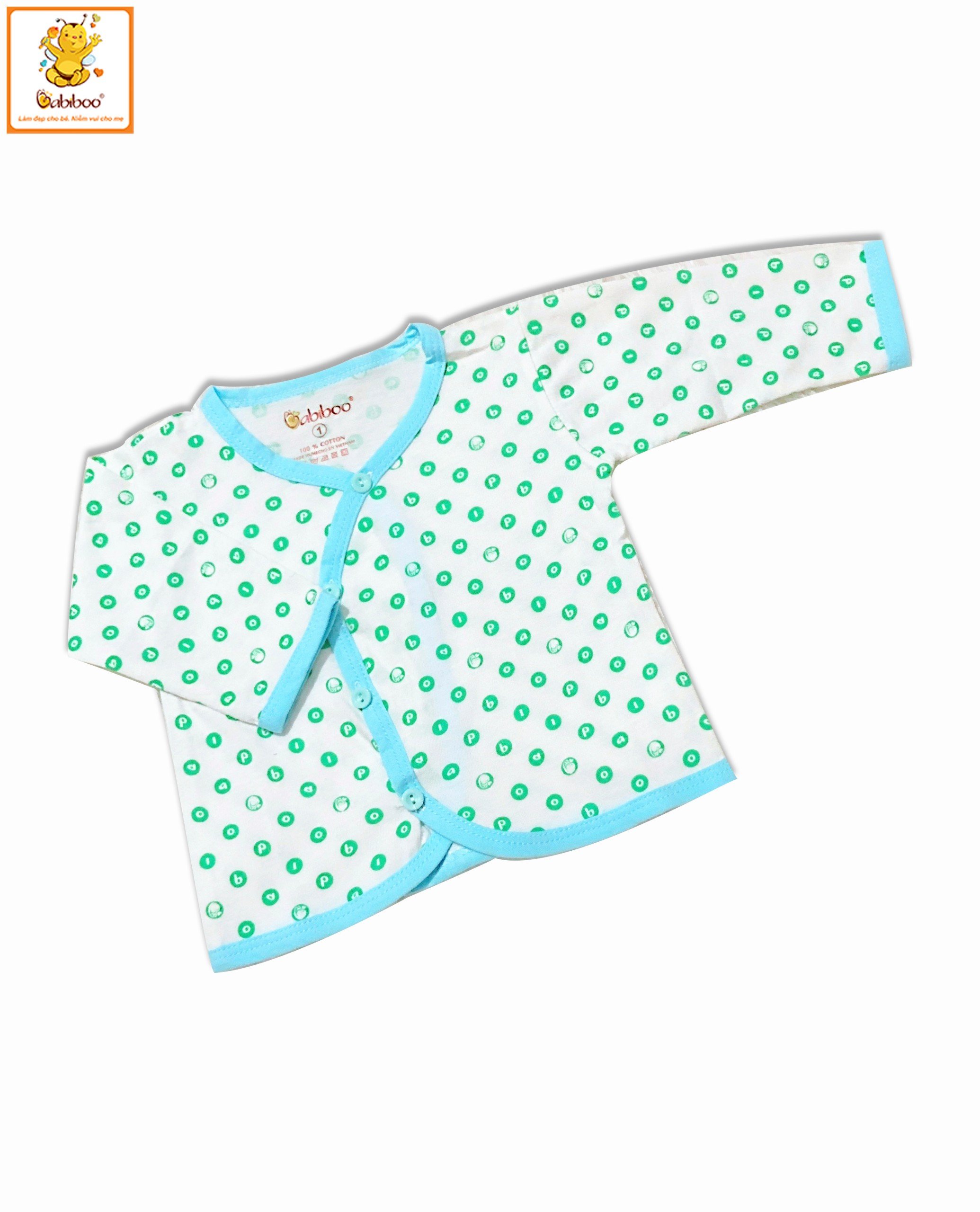 Áo sơ sinh cổ tim chấm bi tay dài BABIBOO - BB47