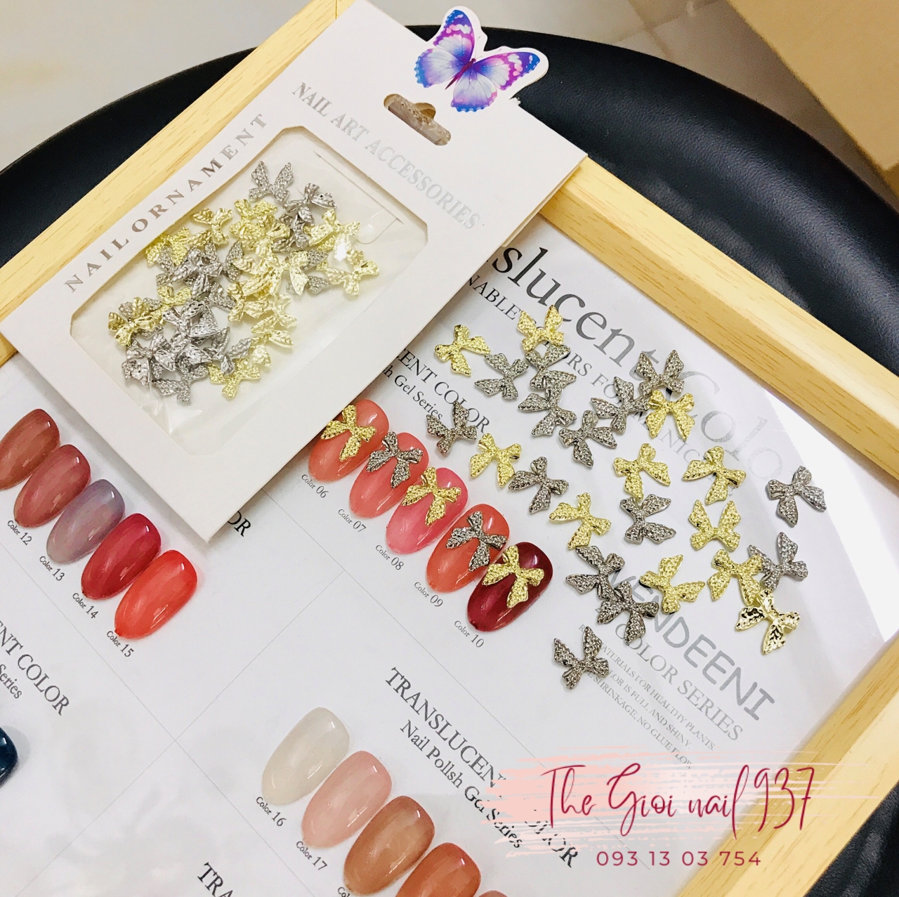 Charm kim loại đính móng , phụ kiện trang trí móng , charm nơ vàng - bạc - tgn937