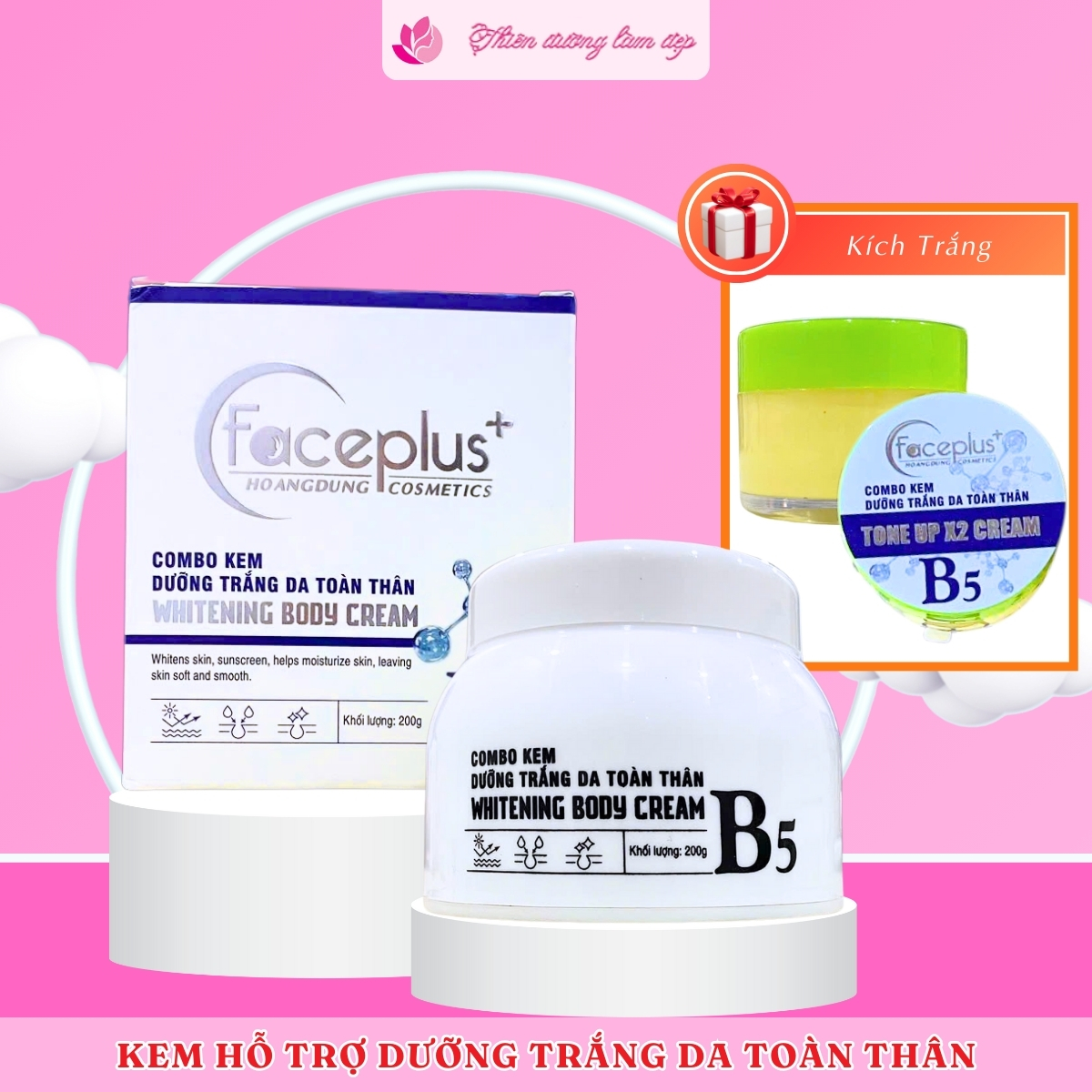 [Mẫu mới] Bộ COMBO (Kem Body + Dưỡng kích trắng) FacePlus+ 200g