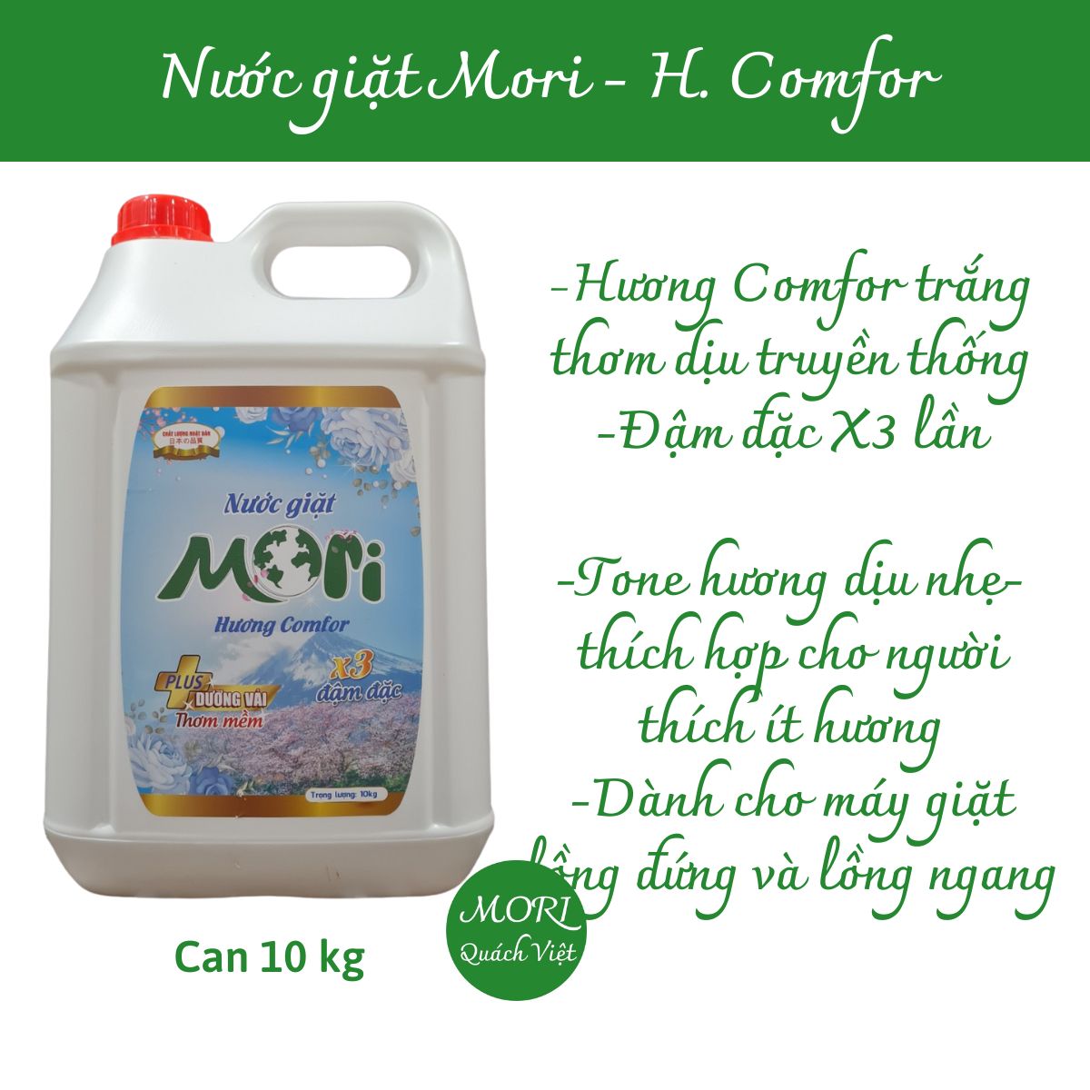 Nước giặt MORI hương Enchen, can 10L