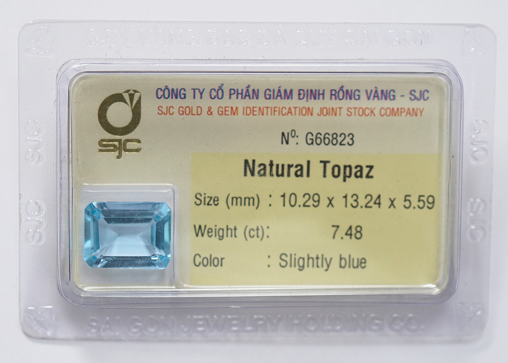 Đá Quý Topaz Tự Nhiên Mài Giác Chữ Nhật Kiểm Định