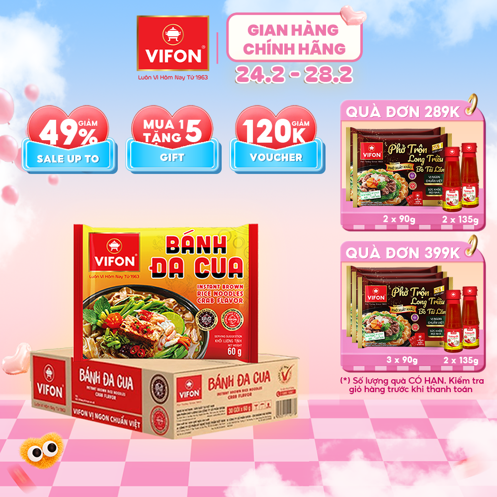 [VOUCHER 10%] Bánh Đa Cua VIFON 60gr/gói