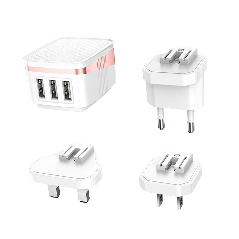 ốc Sạc 3 Cổng Hoco C83 (Có Thể Thay Đổi Chui Cắm)