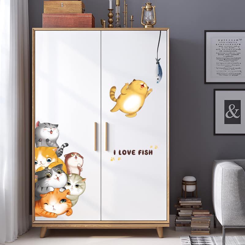 [HCM]Decal dán tường  MÈO BẮT CÁ - Trang trí phòng bé