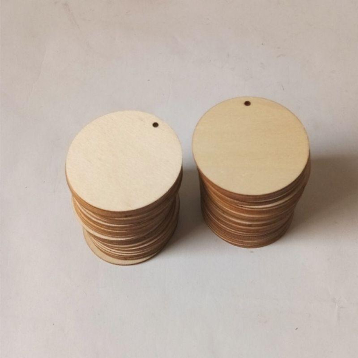 Túi 50 miếng gỗ làm mô hình tròn 5cm có đục lỗ