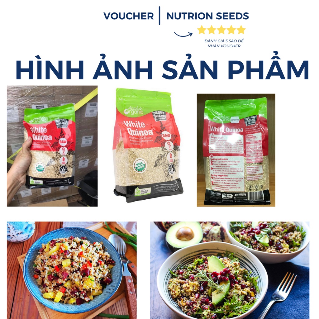 [HCM]Hạt diêm mạch trắng Úc Absolute Organic White Quinoa túi 1KG